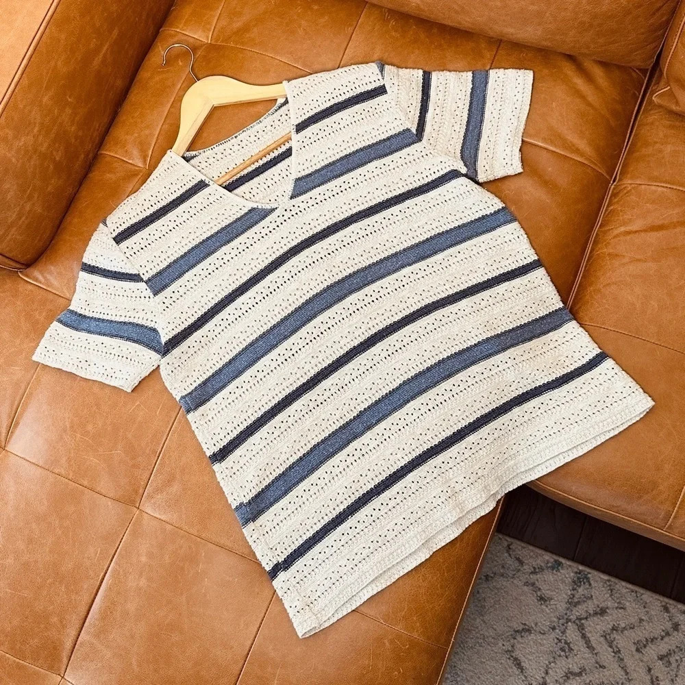 Vintage striped cotton mix knitted tee - no  tags - L